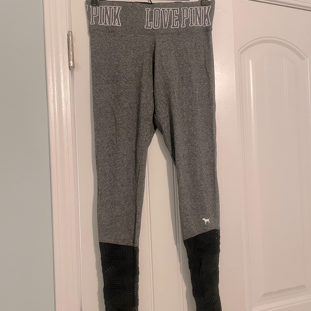 PINK Victoria Secret’s YOGA Leggings w/ Designed Mesh Bottom - Size Small